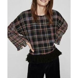 Zara Multicolor Tweed Oversized Sweater